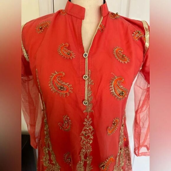 PAKISTANI INDIAN DRESSY SEMI FORMAL KURTA TOP - Picture 3 of 7